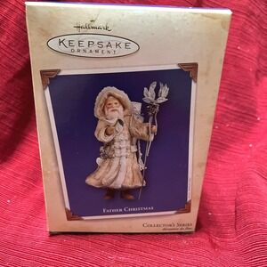 FATHER CHRISTMAS Hallmark Ornament 2004 Santa in White Holds Dove 1st in Series